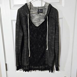 Lace Black Grey Hoodie